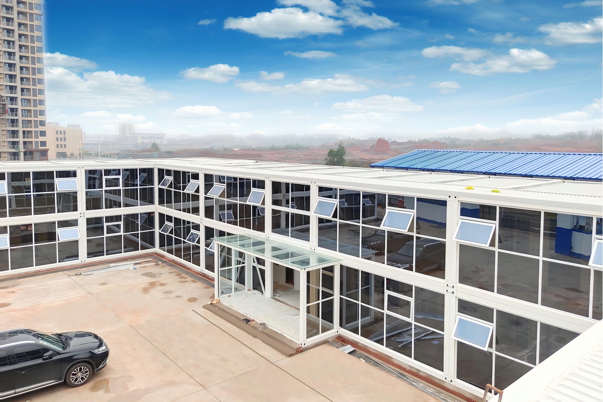 Assembly of container houses for engineering projects