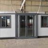 Prefabricated three-in-one foldable and expandable double-wing container house
