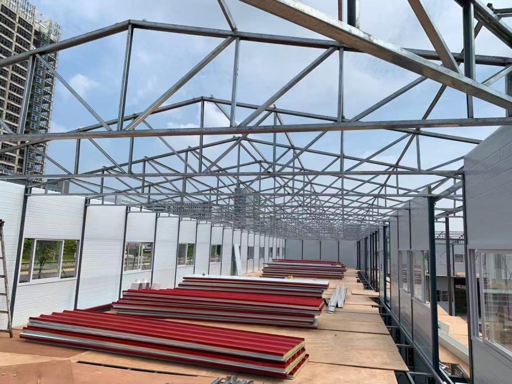 Steel structure construction site