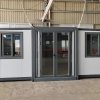 Prefabricated three-in-one foldable and expandable double-wing container house