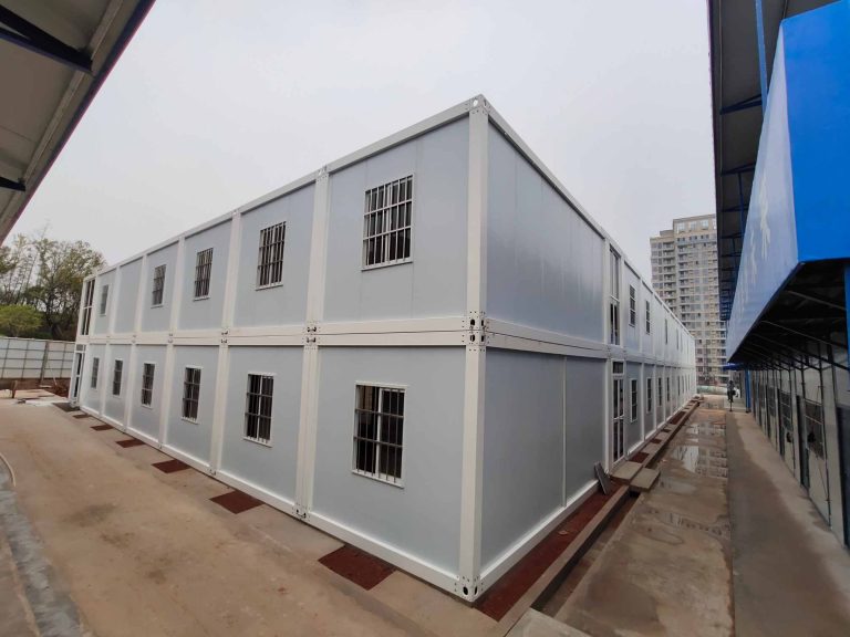 modular temporary housing during heavy rain and storms