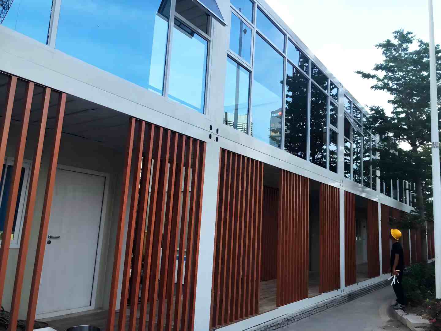 modular container house project with multiple stacked units
