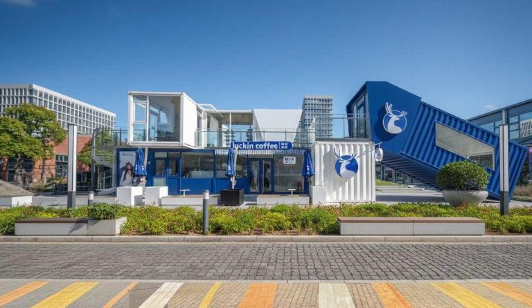 two-story container café