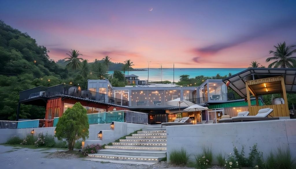 container restaurant in tourist attraction with panoramic view