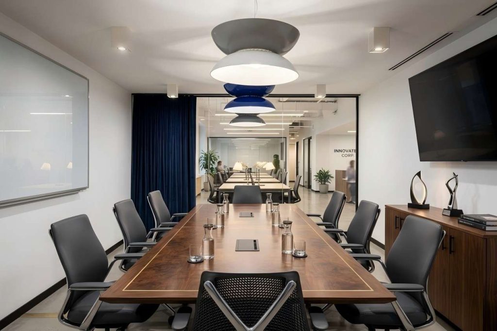 Creative office interior with shipping container structures