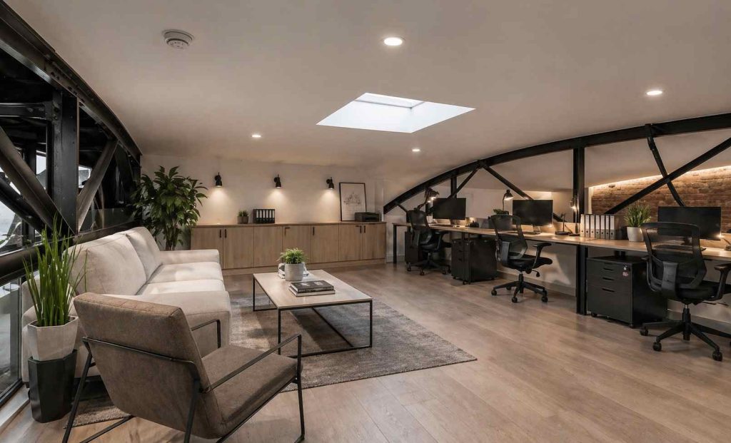 container office mezzanine second floor workspace