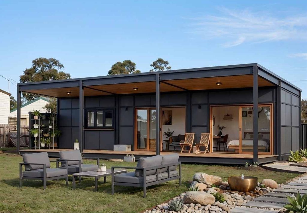 modern black container house exterior design