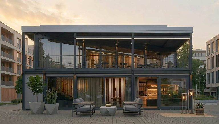 stacked container coffee shop industrial design