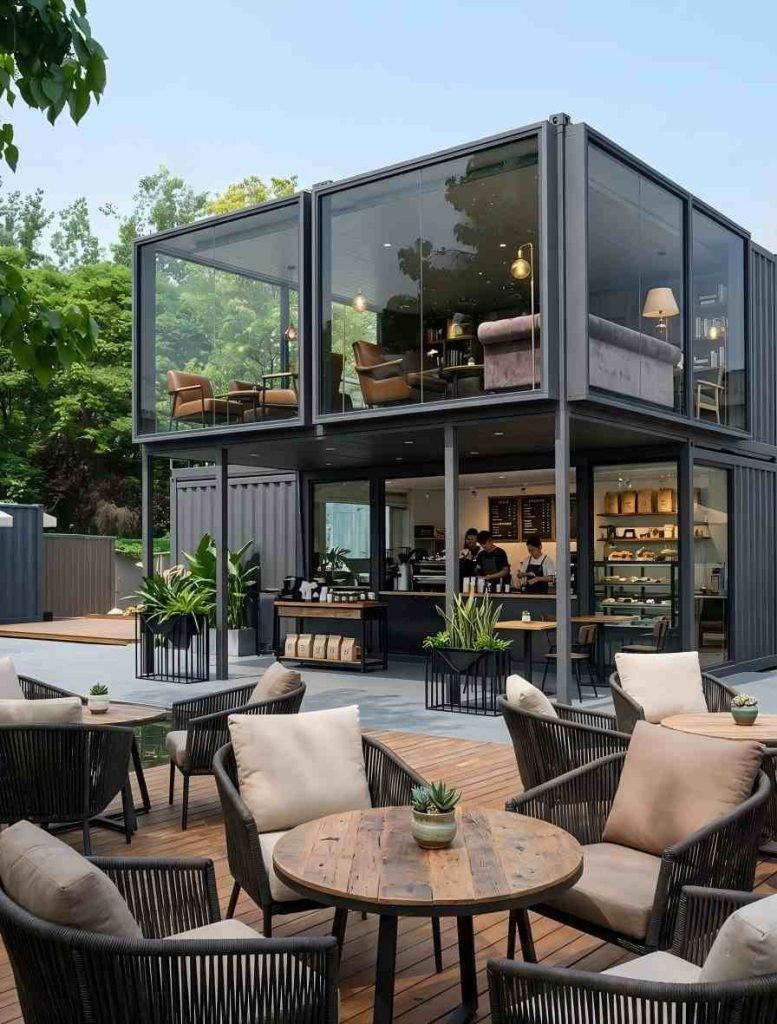 luxury glass container restaurant building