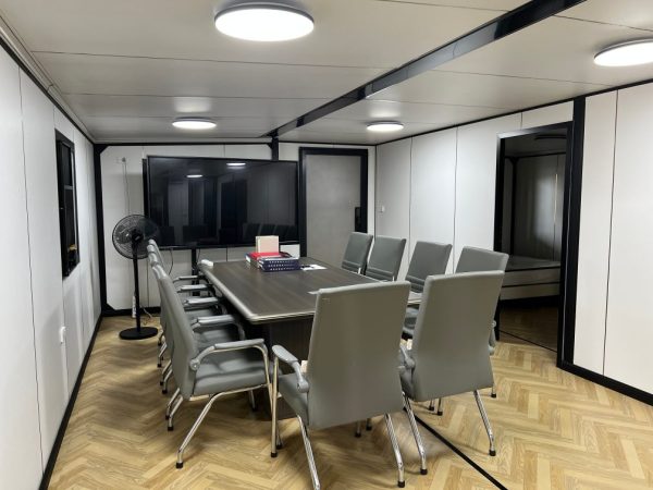 White three-bedroom expandable container unit