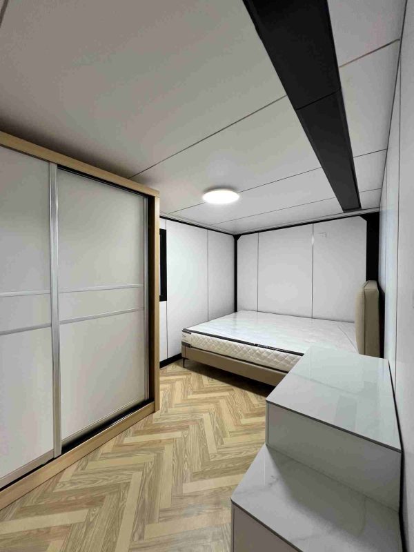 White three-bedroom expandable container unit