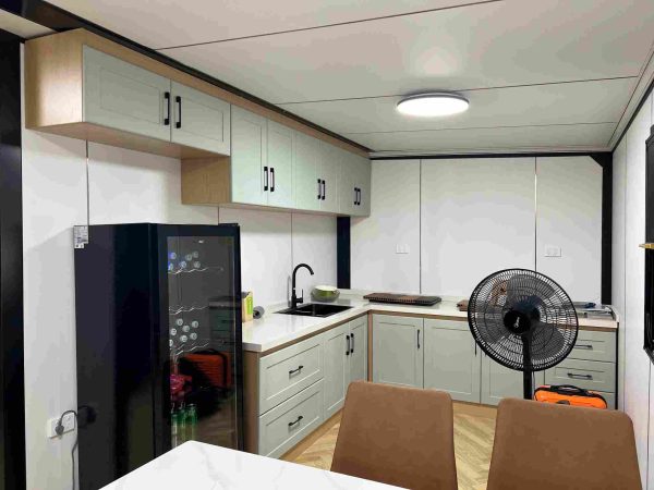 White three-bedroom expandable container unit