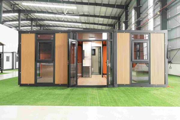 _DSC2109 20-foot expandable container with a wood-look exterior and glass walls