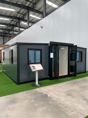 Grey 20-foot expandable container