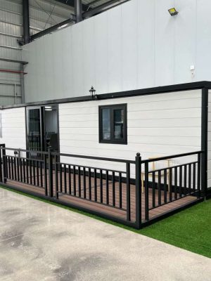 White three-bedroom expandable container unit