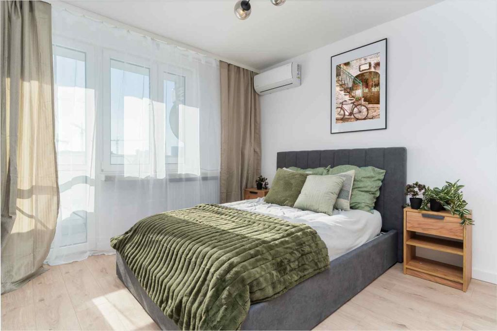 Modern modular container home with a living area
