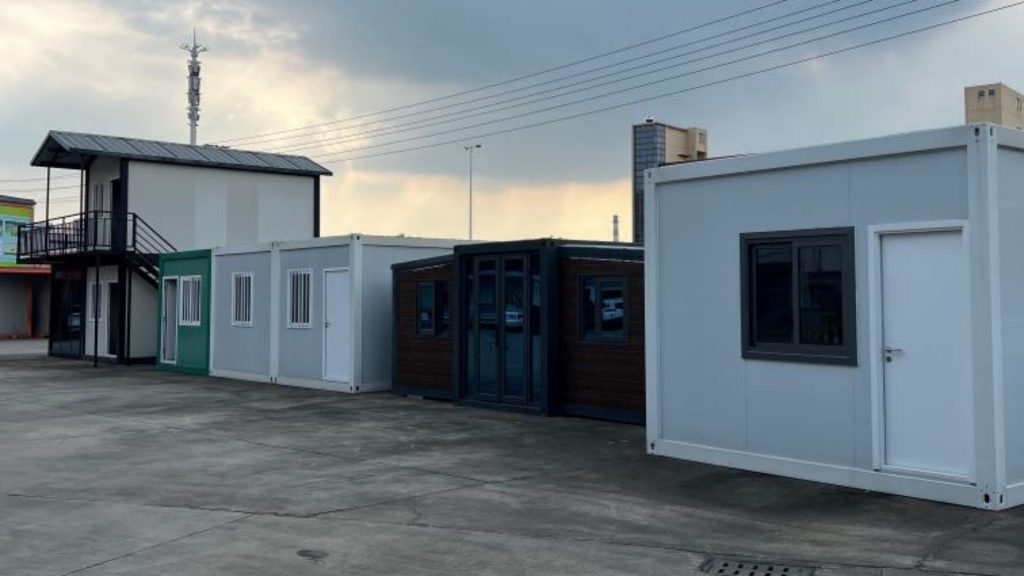 Exterior of a modern modular container house
